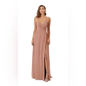 Azazie Chiffon floor length Bridesmaid dress in Champagne Rose